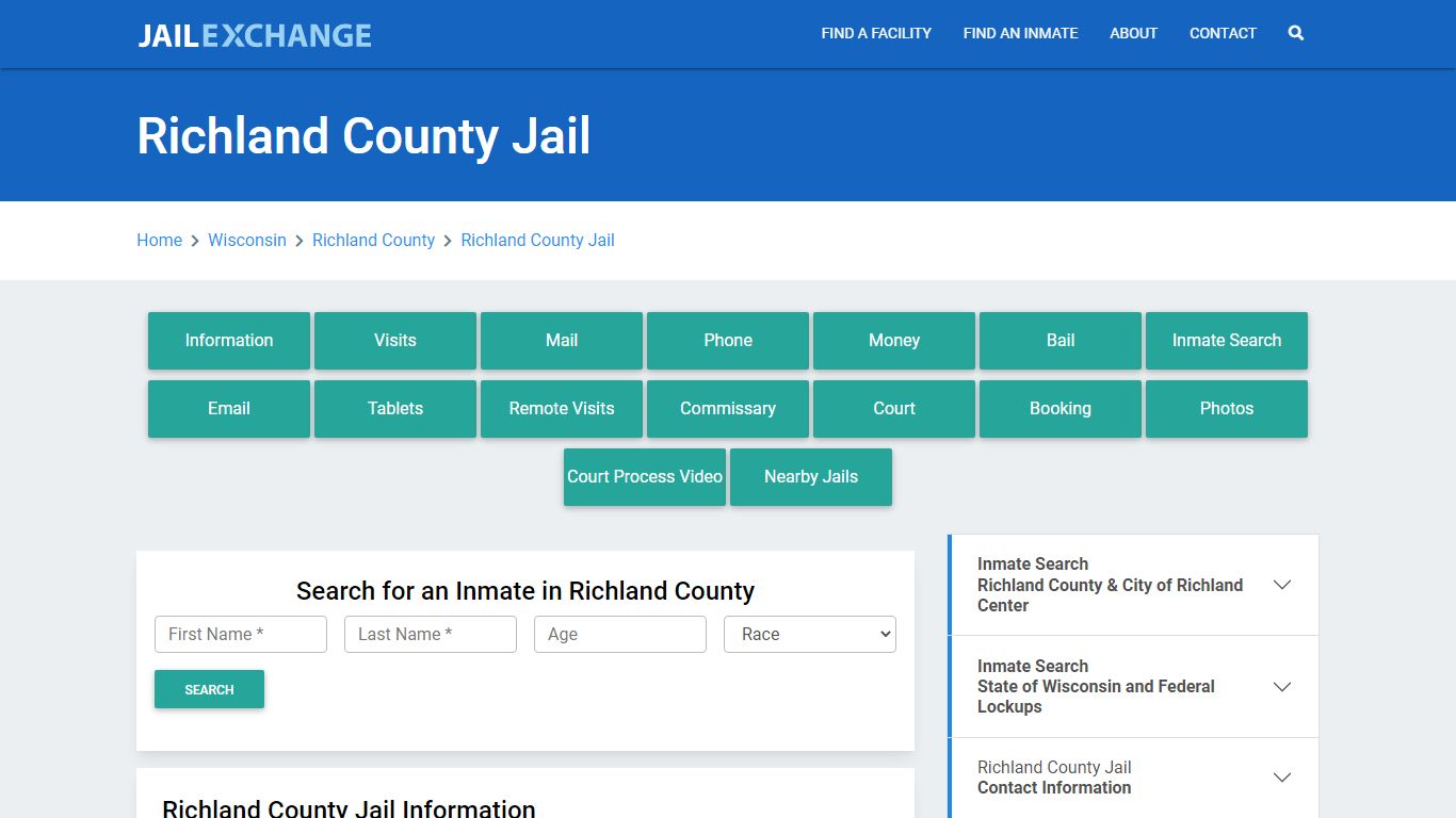 Richland County Jail Roster Lookup, WI, Inmate Search