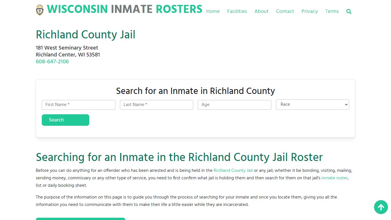 Richland County Jail WI: Inmate Search & Roster